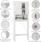 UTEX Over The Toilet Storage Cabinet, White Bathroom Organizer with Doors - Image 4