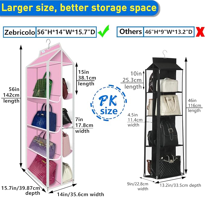 Purse Organizer for Closet, Heavy Duty Hanging Handbag Storage - Image 3