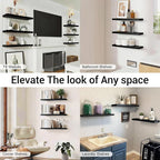 BAYKA Black Floating Shelves 22.5in, Set of 3, Wall Mounted for Wall Decor - Image 8