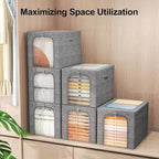 GoMaihe Clothes Storage Bins with Metal Frame for Closet, 40L 4-Pack Grey - Image 4