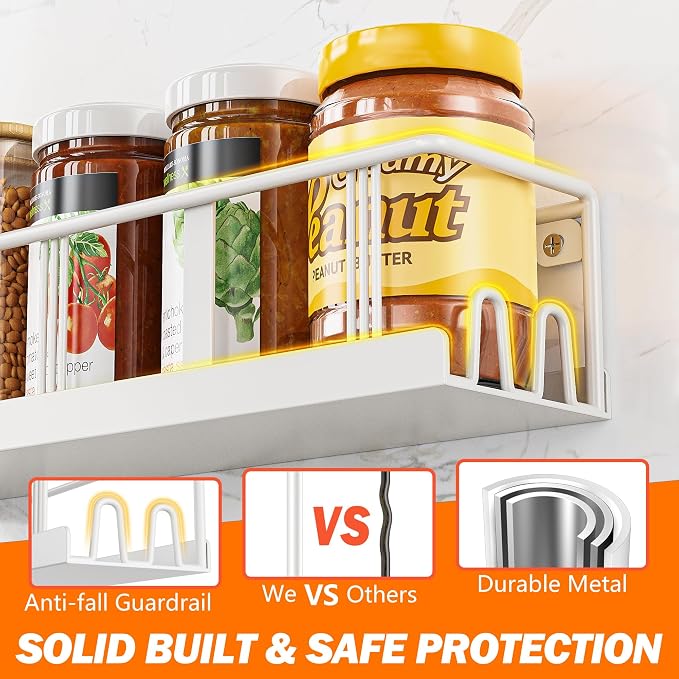 Bunoxea Spice Rack Wall Mounted 3 Pack,RV Spice Rack,White - Image 4