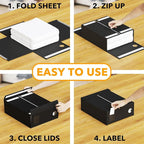 SpaceAid 6 Pack Bed Sheet Organizers and Storage, Foldable Sheet Organizer for Linen Closet, Sheets Set Folder Keeper with Window XL (Queen & King Size) Bedding Container, (Black, 6 Pack) - Image 3