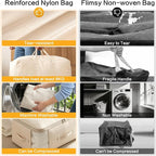 Comforter Storage Bag, Large Capacity Blanket Storage Bags 2-Layer Ultra Space Saving Self Compression Organizer, Heavy Duty Space Saver Organizer for Bedding, Clothes, Blanket, 6-Pack, Beige - Image 7