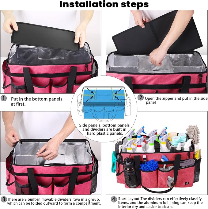 Extra large Cleaning Caddy Bag Built-in hard plastic Aluminum foil lining - Image 7