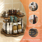 2 Tier Lazy Susan Organizer,2-Tier Spinning Spice Rack with Stable Carousel Base & 4 Height Settings for Cupboard Kitchen Countertop Dining Table Cupboard (Petal Shape) - Image 5