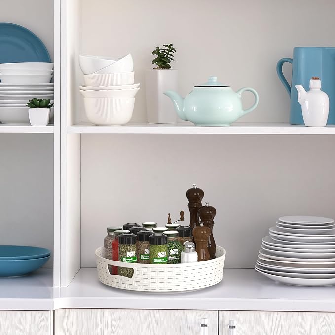 Simple Houseware 12-Inch Multifunctional Non-Skid Storage Lazy Susan, White - Image 6