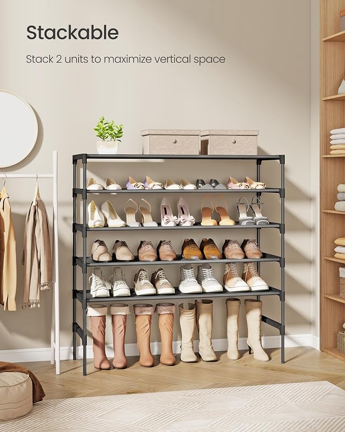SONGMICS 3-Tier Shoe Rack, Space-Saving, Shoe Storage Organizer - Image 7
