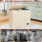 175L Laundry Hamper 3 Section,Large Laundry Hamper with Lid,Dirty Clothes Hamper with 3 Inner Bags,Collapsible Laundry Basket Organizer for Laundry Room,Bedroom,Laundry Sorter Hamper 3 Compartment - Image 3