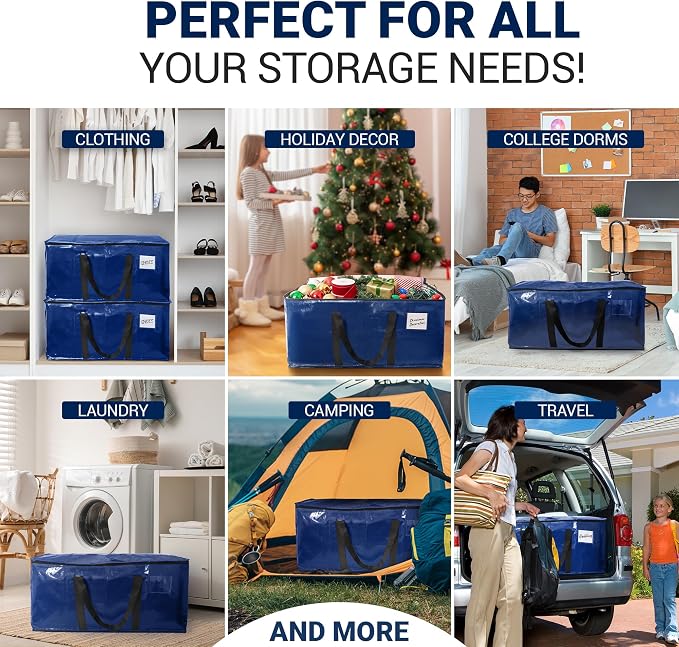 Reli. Moving Bags Heavy Duty (6 Pack) Blue, Extra Large Totes | for Storage & Packing | Small Space & Dorm Room Essentials | Packing Bags w/ Handles & Zippers | Alternative to Moving Boxes - Image 6