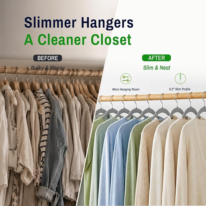 Plastic Hangers 30 Pack, Non-Slip Space-Saving Clothes Hangers, Gray - Image 2