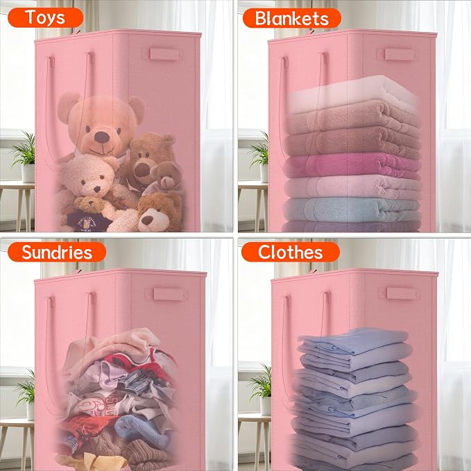 Slim Laundry Hamper with Wheels,20 Gal (75L) Rolling Laundry Basket with lid and wheels Clothes Hamper Foldable Tall Dirty Clothes Basket Sturdy Collapsible Clothes Hamper for Dorm,Laundry Room - Image 6