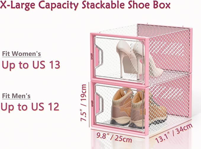 SIMPDIY XL Clear Shoe Storage Boxes, Stackable Shoe Organizer for Closet - Image 3