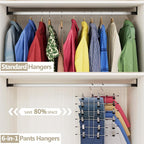 6 Pack Pants & Skirt Hangers Space Saving Hanging Closet Organizer and Storage, Upgrade Skirt Hangers with Clips and 360° Swivel Hook, Closet Storage - Image 2
