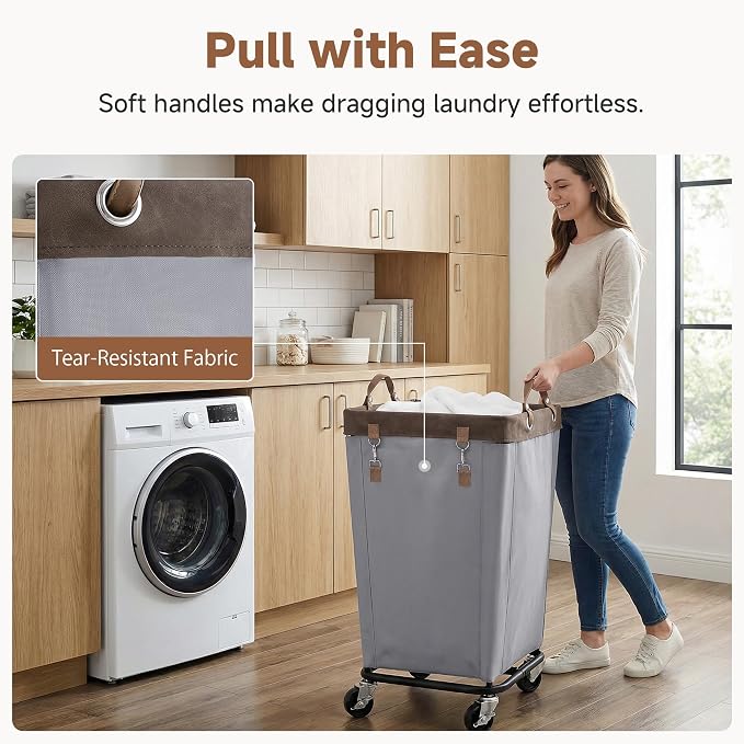 StorageWorks 160L Laundry Basket with Wheels, Rolling Hampers for Clothing - Image 5
