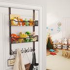 SWTYMIKI Over The Door Hooks Organizer - Multi-Functional Door Hanger with 16 Hooks & 2 Mesh Baskets, Long Coat Rack for Bathroom, Bedroom, Living Room, Home Storage Organizer, Bronze - Image 5
