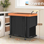 Rolling Laundry Hamper with Wheels, Laundry Hamper 3 Section with Lid Black - Image 6
