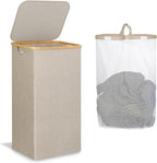 IEGrow Laundry Hamper with Lid,110L Laundry Basket with Mesh Bags,Oatmeal by iEGrow
