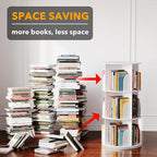 SpaceAid 3 Tier Rotating Bookshelf Tower, Spinning Bookcase Lazy Susan, Revolving 360 Book Shelf Storage Round Carousel, Vertical Rotate Turning Spiral Corner Organizer, White - Image 3
