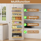 POKIPO 8 Tier Over The Door Pantry Organizer, 2 IN 1 Wall Mount or Hanging Spice Rack Seasoning Shelves with Adjustable Basket, Back of Door Organizer and Storage for Kitchen Cabinet and Room Closet - Image 7