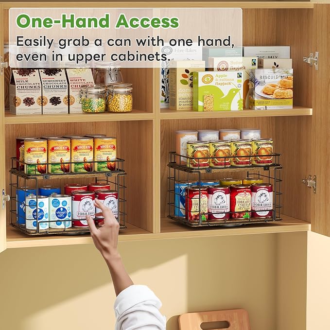 360° Rotating Lazy Susan Can Organizer for Pantry, Holds 26 Cans, Black - Image 6