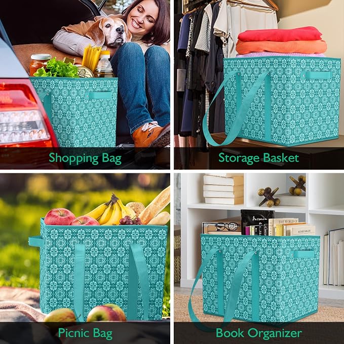 Reusable Grocery Bags 6 Pack, Foldable & Water Resistant Shopping Bags - Image 6