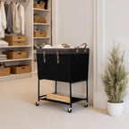 StorageWorks Laundry Cart, 2 Tier Rolling Basket with Wheels, 29 Gal, Black - Image 6