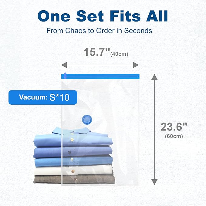 HOUSE DAY 10 Small Vacuum Seal Bags For Clothing Travel, 80% Space Saving Travel Vacuum Bags with Electric Pump, Vacuum Storage Bags For Clothes, Bedding, Moving, Camping, Toys, Storage & Organization - Image 9
