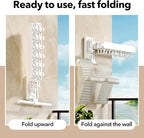 HEILAIYI Wall Mounted Clothes Hanger,Clothes Drying Rack,Laundry Drying Rack,Clothes Rack Wall Mount,Drying Rack Clothing,Retractable,Collapsible,can Fold Upward & Left & Right (Upgrade-White) - Image 2