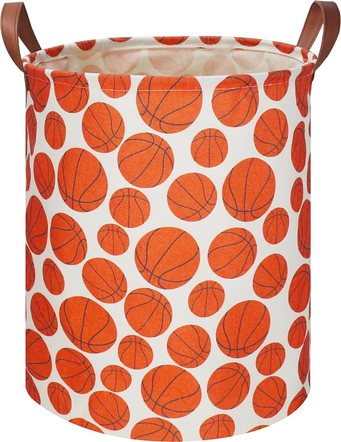 NTAOHAMPER Kids Laundry Hamper,Baseball laundry Basket,Baby Boy Nursery Hamper,Waterproof Storage Bin for Bedroom,Clothes Organizer Basket,Toys Box,Room Decor(Basketball) by NTAOHAMPER
