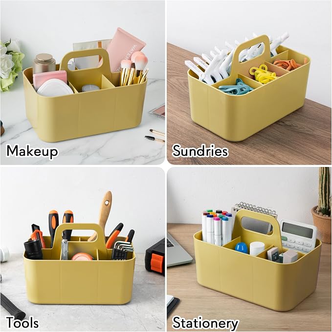 Tiawudi Multipurpose Caddy Organizer, Plastic Caddy with Handle, Stackable Desk Organizer for Stationery, Marker and Pencil, Office Supplies Organizer, Dorm Caddy - Image 5