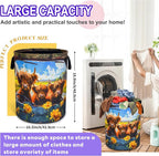 Highland Cow Laundry Basket Foldable Oxford Cloth Hamper 18.9 x 16.5 Inch - Image 2