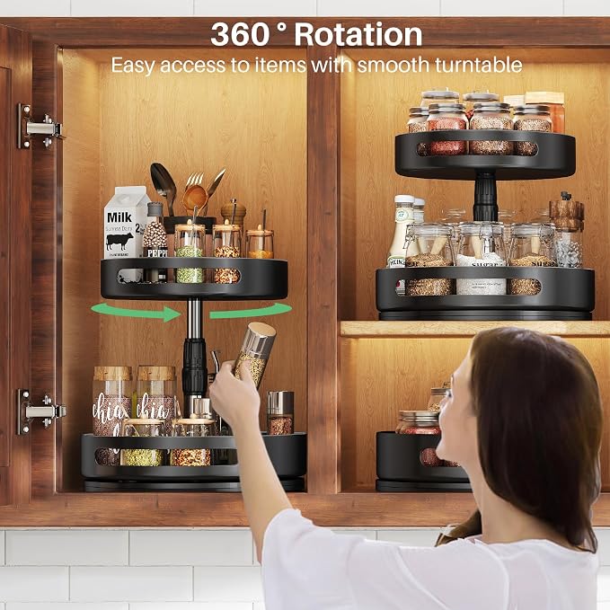 Lazy Susan Spice Rack Organizer for Cabinet, 2-Tier Metal, 10 in - Image 3