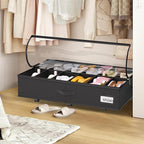 homyfort Under Bed Shoe Storage with Wheels, Fits 24 Pairs, Rolling Shoe Organizer with Bottom Support & Clear Lids, Sturdy Under Bed Storage Box for Shoes, Set of 2, Black - Image 8