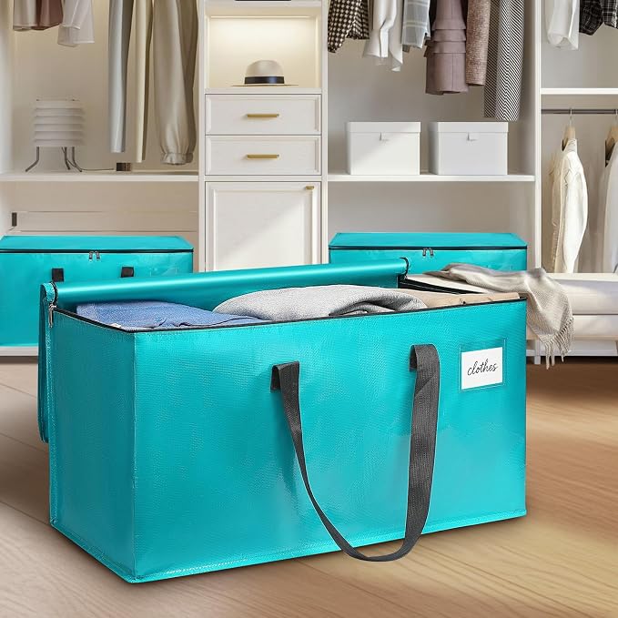 Moving Bags Heavy Duty Sky Blue – Large Packing Bags for Moving, Extra Large Storage Totes with Zippers and Handles - Image 7