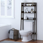 UTEX Behind Toilet Bathroom Organizer, 3-Tier Wood Ladder Shelf, Espresso - Image 2