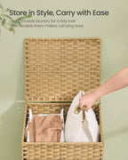 SONGMICS 2-Section Laundry Hamper with Lid, PE Rattan, 29 Gallons (110 L) - Image 4