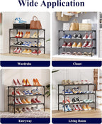 Kitsure Shoe Rack - Non-Woven Shoe Rack Shelf, 27.5" Wide - 3 Tier, Black | Shoe Organizer for Closet, Entryway, Garage, Stackable Shoe Shelves, college dorm&apartment essentials - Image 9