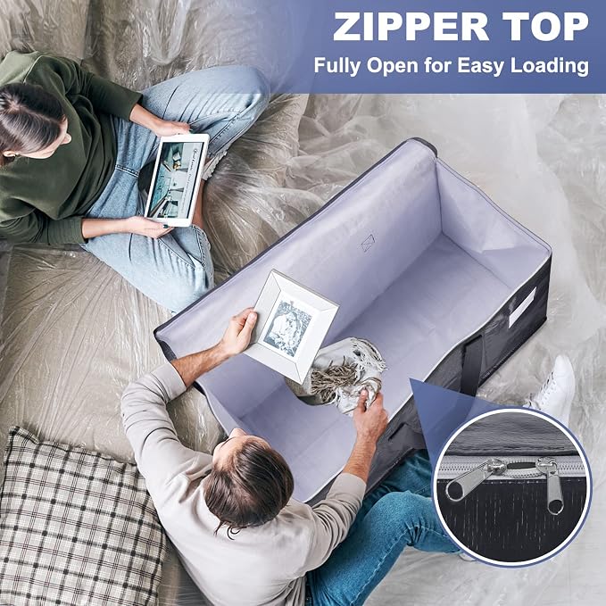 StorageRight Heavy Duty Moving Boxes-Moving Bags with Zipper, Reinforced Handles and Tag Pocket-Collapsible Moving Supplies-Totes for Storage Great for moving, Storage and Travel 93L(Gray-4 Pack) - Image 6