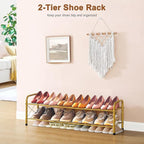 Hoctieon 2 Tier Shoe Rack for Closet, Durable Mesh Style Shoe Rack, Entryway Shoe Shelf, Shoe Storage Organizer for Hallway, Bedroom, Living Room, Wardrobe, Gold - Image 4
