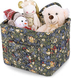 Storage Basket Boho Fabric Large Collapsible Floral Laundry Nursery Hamper Portable Folding Storage for Clothes Toys (Blue) by Ankick
