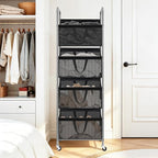 STO STO 4-Tier Vertical Rolling Laundry Hamper, Removable Bags, Black Mesh - Image 7