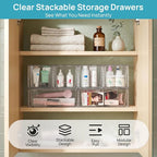 Vtopmart Clear Stackable Storage Drawers, 4 Pack Wide Organizer Set - Image 4