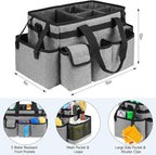 Cleaning Caddy Bag,Large Cleaning Supplies Organizer with Handle for Housekeepers,Gray - Image 3