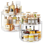 LAMU 2 Pack 2 Tier Lazy Susan Turntable Organizer 10.6'' Rotating Spice Rack Organization for Cabinet, Kitchen, Pantry, Countertop, Bathroom, Vanity, Medicine Cabinet Organizer, Clear by YourHome-OrganizationHelper