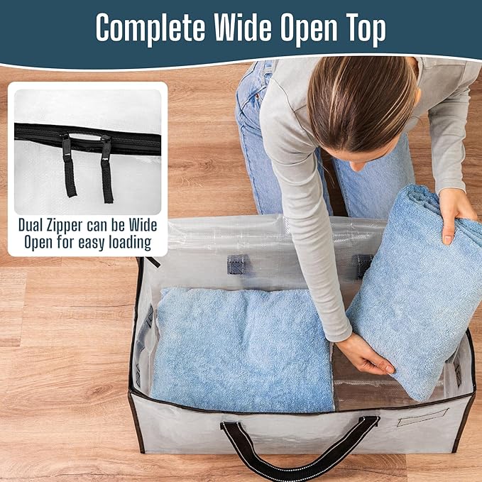 VENO Moving Bags, Storage Bags, Wide Open Top, Clear, 4 Pack - Image 3
