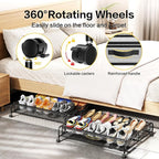 Under Bed Shoe Storage Organizer, 2 Pack Under Bed Storage Containers with Wheels for Under Bed Shoe Organizer Drawer Space Saving for bedroom - Image 2