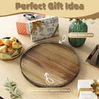 Acacia Wood 12" Lazy Susan Turntable Organizer for Table Top, Farmhouse Round Wooden Lazy Susan for Cabinet Kitchen Centerpieces Coffee Table, for Condiments Spices, Bathroom Vanity Tray Decor - Image 7
