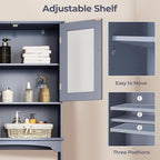 Yaheetech Slim Over the Toilet Storage Cabinet, Frosted Glass Doors, Gray - Image 7