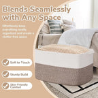 Goodpick Large Woven Rope Blanket Basket, Rectangle, White & Brown - Image 5