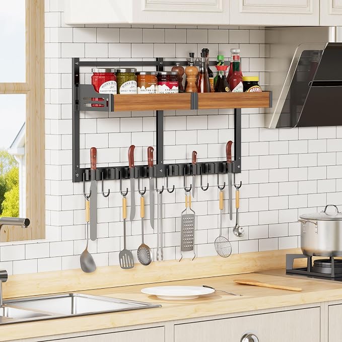 Broom and Mop Organizer Wall Hanging, Broom Holder Wall Mount with Cleaning Supplies Organizer, Broom Hanger Wall Mount with Storage Shelf and Hooks for Laundry Room Garage Kitchen - Image 9